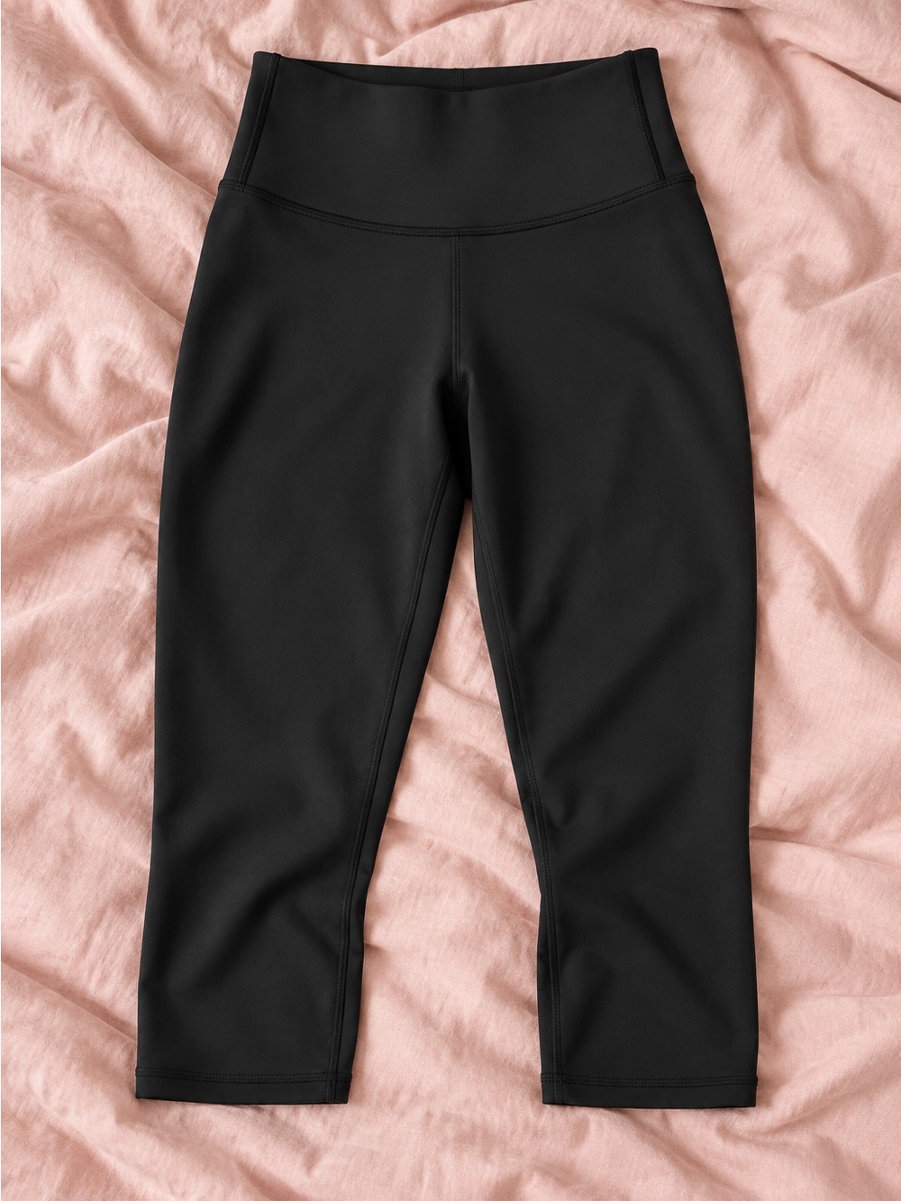 High-Waist Black Athletic Cropped Leggings